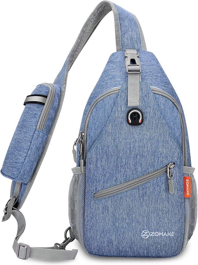 ZOMAKE Small Sling Bag, Travel Sling Backpack, Waterproof Hiking Cycling Crossbody pack for Men Women(Navy Blue)