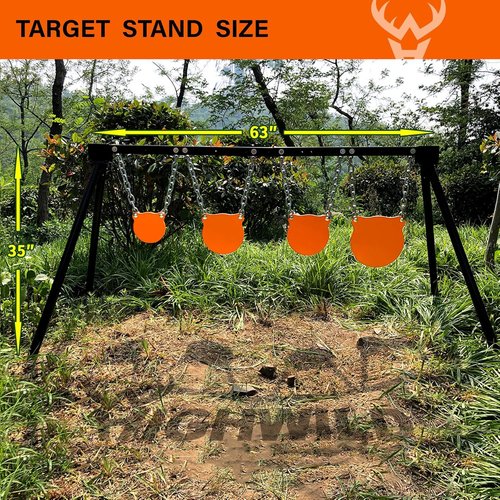 Highwild AR500 Steel Targets System 3/8 Inch Thick Steel Shooting Targets with Stand, All Parts Replaceable Separately for Outdoor Range and Shooting Practice (4)
