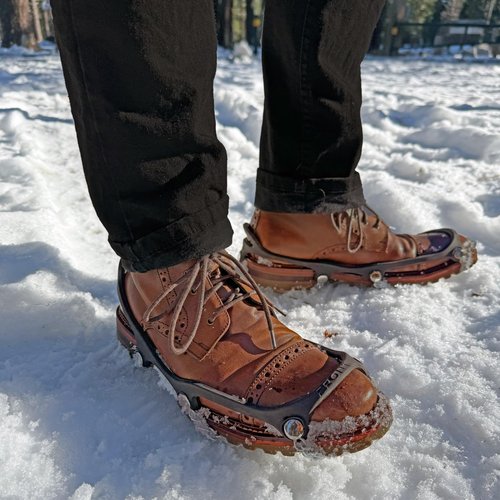 Mountain Goat Approved Shoe Chains - Snow & Ice Traction; Alt for Ice Cleats, Crampons, Spikes, Grippers; Anti-Slip, Case Hardened Steel, Comfortable, Easy Slip-On (1 Pair)