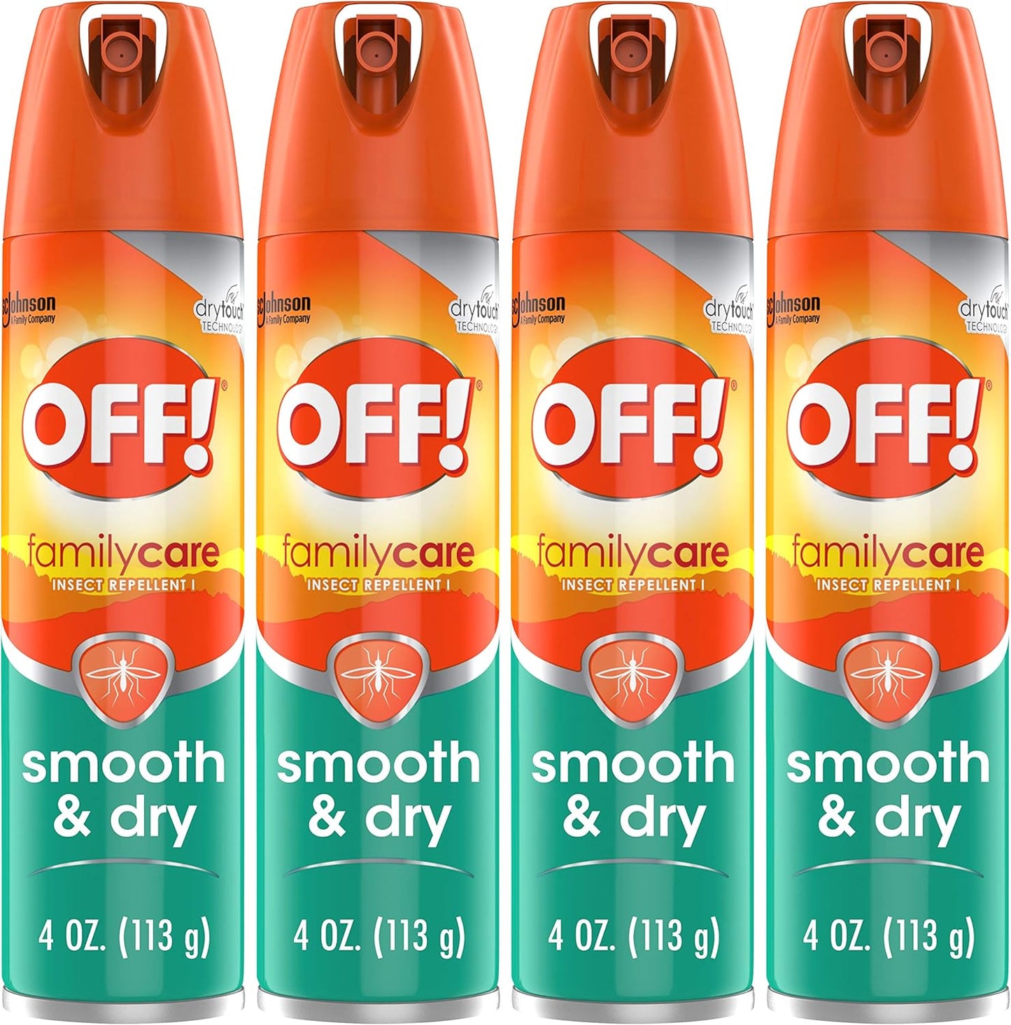 OFF! FamilyCare Insect & Mosquito Repellent Aerosol, Smooth and Dry Formula Bug Spray, Provides up to 6 Hours of Protection, 4 oz (Pack of 4)