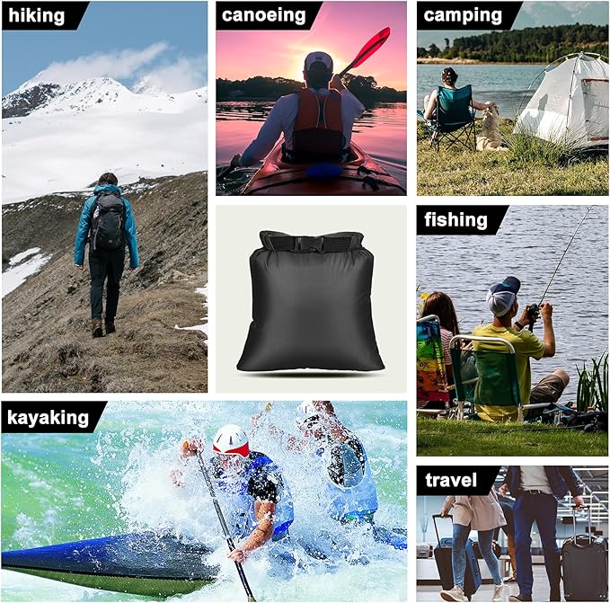 Dry Bags Waterproof Set, 5 Packs Ultralight Waterproof Bags Small Stuff Sack Water Proof Bag Dry Packs, Outdoor Dry Bag Keep Gear Dry for Backpacking Hiking Boating Camping Travel (5 Pack - Black)