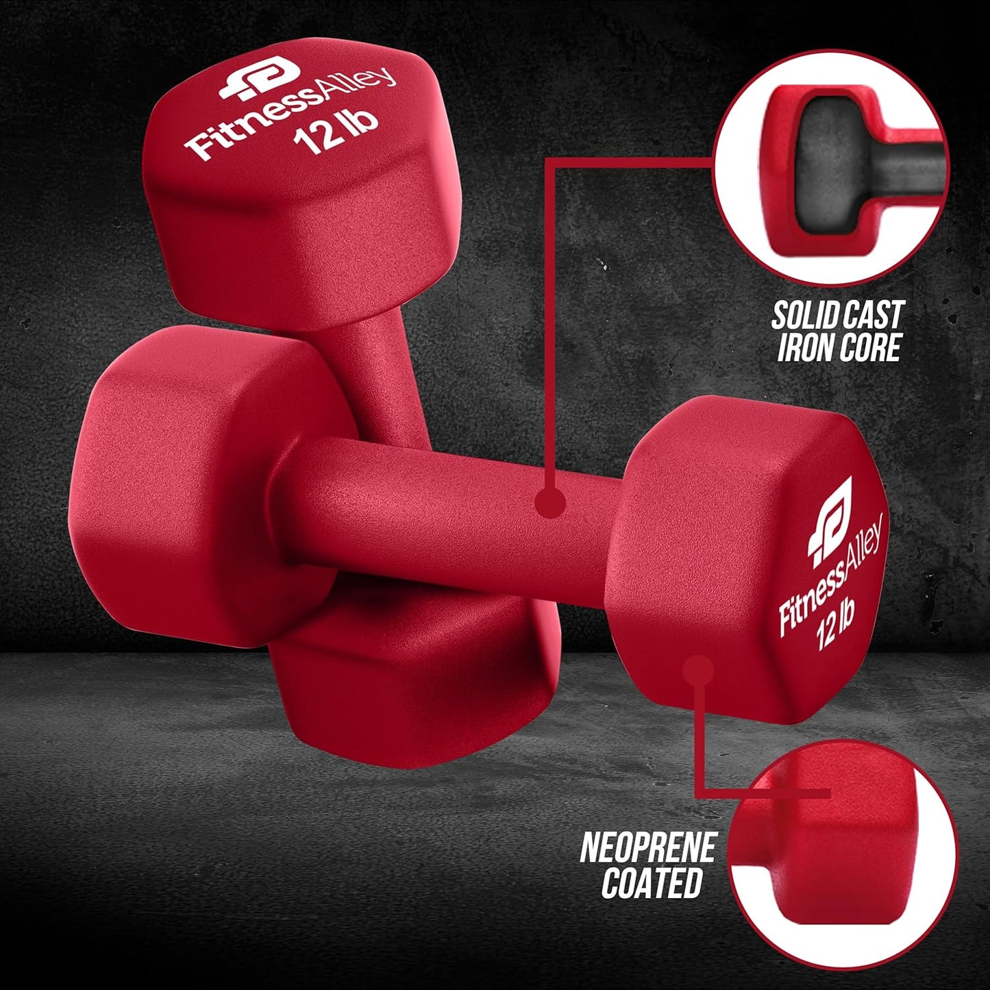 Neoprene Coated Workout Dumbbells set of 2 – Anti Roll, Non Slip with Smooth Grip Fitness & Exercise Dumbbells – Hexagon Shaped Hand Weights for Women & Men – Best Choice for Gyms & home use
