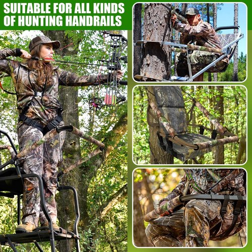 TOBWOLF 4PCS Tree Stand Rail Pads, Wood Camouflage Replacement Shooting Rail Pads Easy to Disguise, Treestands Shooting Rail Cover for Tripod Deer Hunting Climbing Stand Treestand Ladder