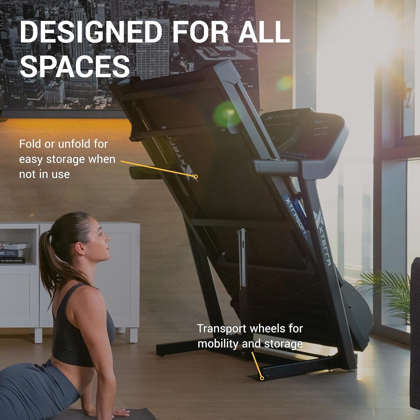 XTERRA Fitness Sport Series Premium Folding Smart Treadmill, Handlebar Speed and Incline Controls, Large XTRASoft Cushioned Running Deck, Built-in FTMS-Enabled Bluetooth with XTERRA+ Fitness App