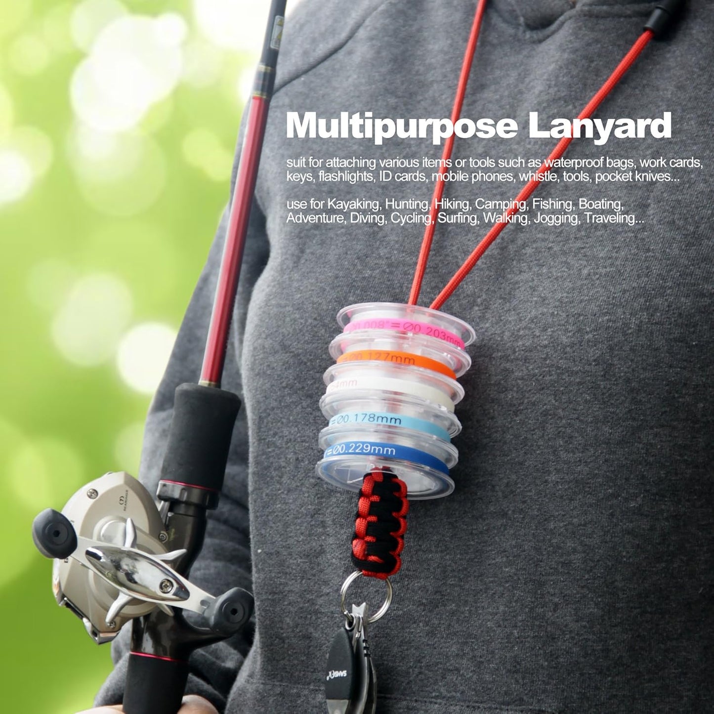 SAMSFX Fly Fishing Tippet Spool Holder Neck Lanyard, 3 Pack, 40" Paracord, Breakaway Strap, Keep Fishing Tippet Lines, Tools & Accessories Visible & Usable