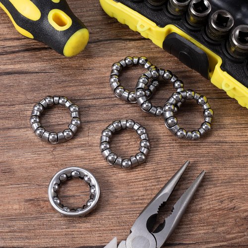 CustomyLife 4pcs 1/4 in x 9 Balls Bicycle Crank Ball Bearing Silver Bottom Bracket Bearings Bike Axle Wheel Frame Bearing Repair for Schwinn Mountain Genesis Stretch