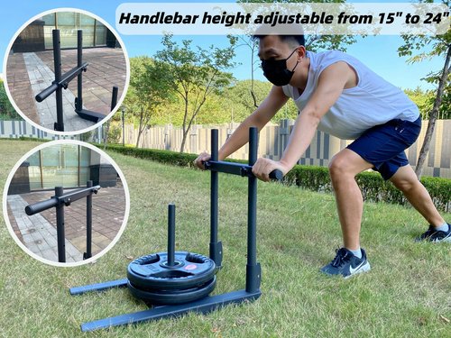 shikoyi Weight Sled for Training Adjustable Handle Push-Pull Workout Sled Fitness Sled for Athletic Exercise, Speed Improvement and Strength Training