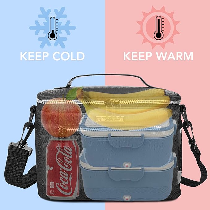 Tirrinia Insulated Lunch Bag for Women Men, Leakproof Thermal Reusable Lunch Box Tote for Adult by Tirrinia, Lunch Cooler for Office Work, Black
