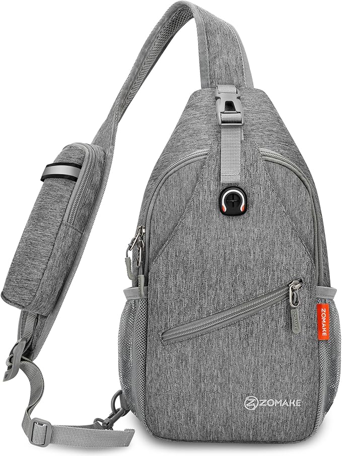 ZOMAKE Small Sling Bag, Travel Sling Backpack, Waterproof Hiking Cycling Crossbody pack for Men Women(New Black)