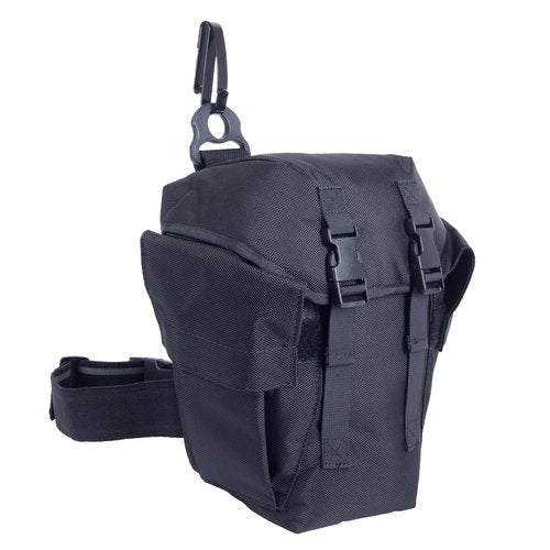 SdTacDuGe Tactical Gas Mask Drop Leg Pouch, Gas Mask Leg System with Quick Release Metal Clip, Polymer D Ring, Shoulder Strap, Leg Strap, and Adjustable Height Panel