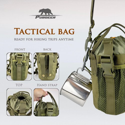 Pubgeer Portable Bushcraft Cooking Gear, Survival Cooking Kit, Canteen Cook Set, Wild Survival Equipment, Portable Cookware, Campfire Cooking Mess kit, Self Reliance, Solo Camping Cooking Kit