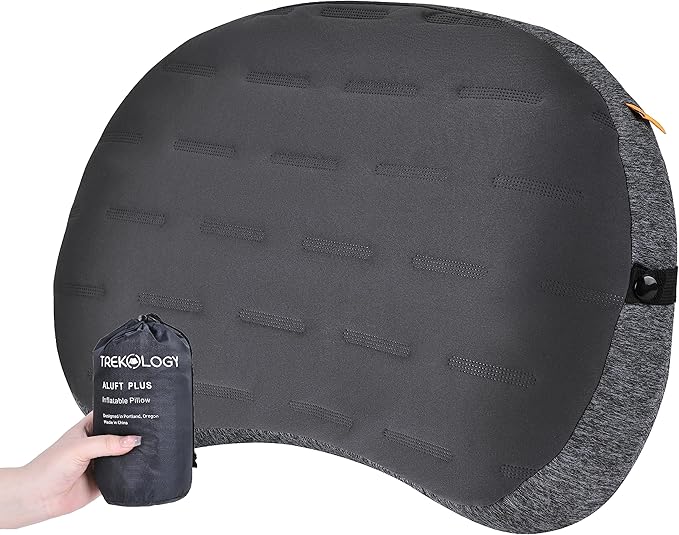 TREKOLOGY Ultralight Inflatable Camping Pillow - Compact & Comfortable Blow Up Pillow for Backpacking, Hiking, and Travel - Quick & Easy to Inflate and Deflate Camper Pillow - Aluft Plus