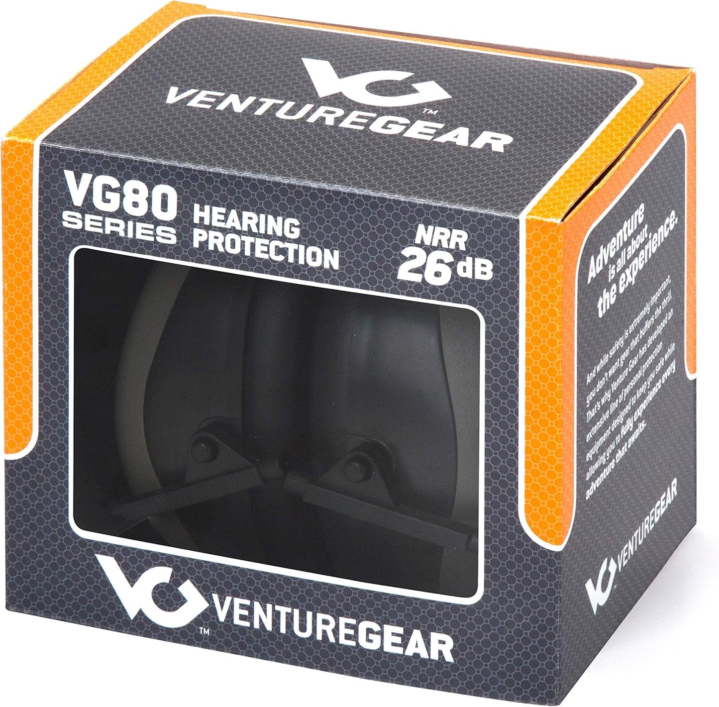 Venture Gear VG80 Series Adult Hearing Protection Earmuff, Hi Vis Orange, VG Clamshell (Model: VGPM8041C)
