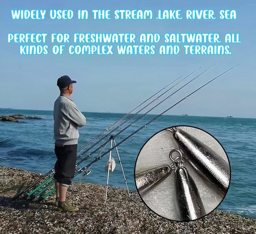 Magnoloran Fishing Weights Torpedo Sinkers Inline Trolling Sinkers Weights Kit Fishing Sinkers Catfishing Sinkers Saltwater Fishing Torpedo Weights Double Ring Sinkers-1oz(30g)