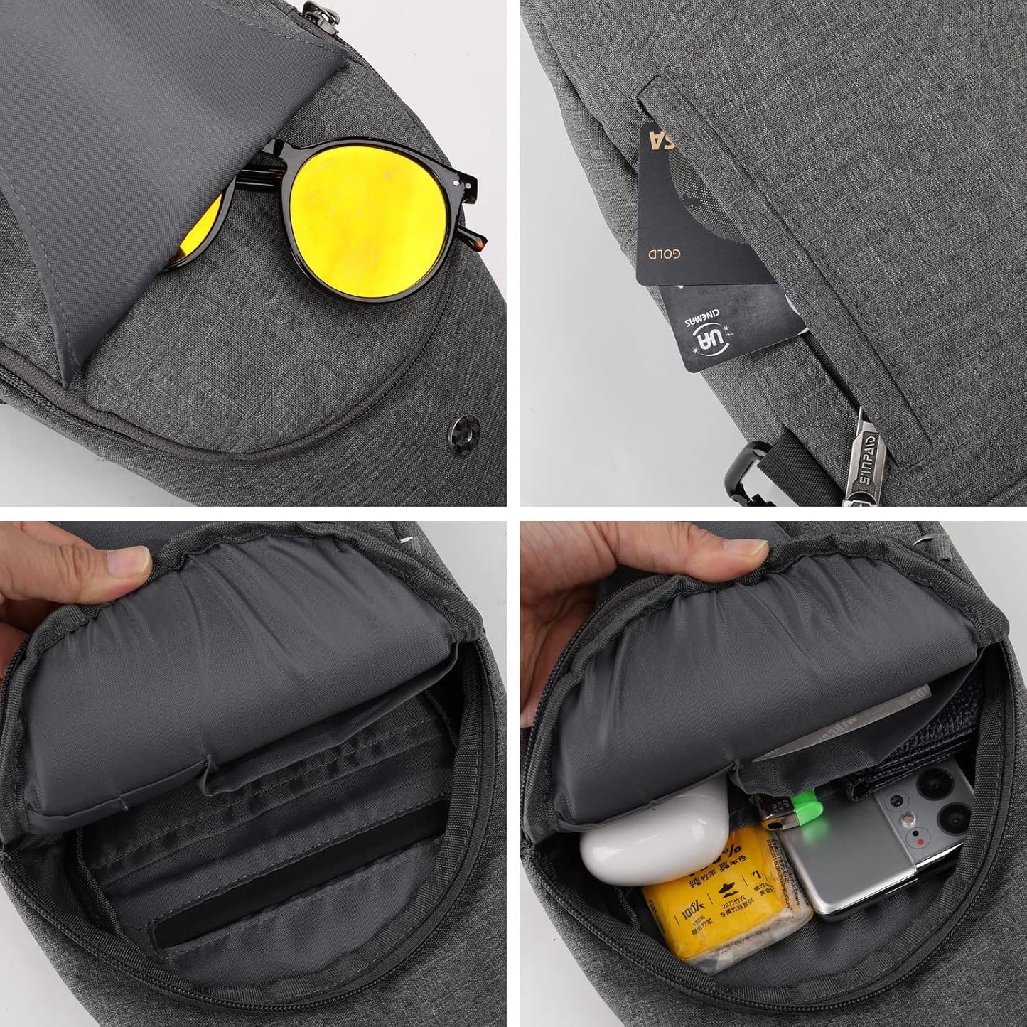WATERFLY Small Crossbody Sling Backpack Anti Theft Backpack for Traveling Chest Bags for Men&Women Multipurpose Casual Daypack Hiking Shoulder Bag (Black)
