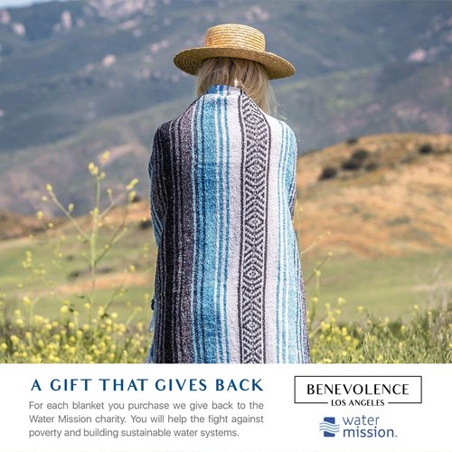 Benevolence LA Authentic Handwoven Mexican Blanket, Yoga Blanket - Perfect for Picnic, Camping and More, Equestrian Saddle Blanket, Serape Blanket 50x70 inches - Pack of 2