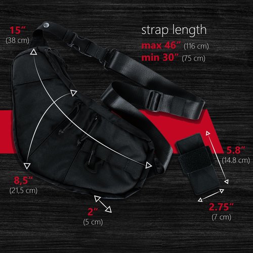 Tactical Daily CCW Sling Bag - Conceal Carry Crossbody with Adjustable Holster EDC Chest Pack, Regular, Black