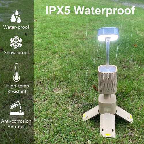 Hiwevvy Camping Lantern, 14000mAh Rechargeable Telescopic Camping Lights Built-in Magnetic Stand with Speaker, Portable Waterproof Outdoor LED Flashlight for Emergency, Hiking, Camping, Fishing -Khaki