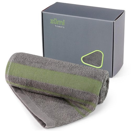 Zumi MINI 100% Cotton Camping Travel Towel - Small, Ultralight, Fast Drying, Highly Absorbent, Soft and Gentle on The Skin, Safe for The Planet (28"x13" Gray)