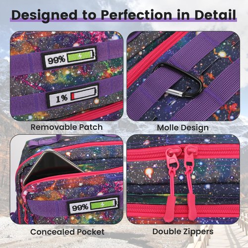 Ci Wigo Small Tactical Backpack for Men Women,15L Mini MOLLE Tactical Daypack Rucksack with Patches for Gym Hiking Camping Travel Sport (Galaxy Purple)