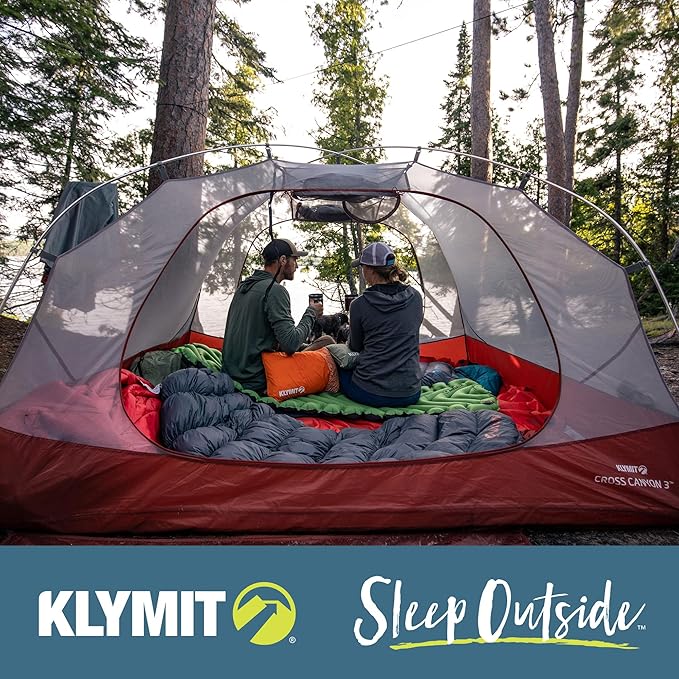 KLYMIT Static V Lightweight Inflatable Sleeping Pad | Comfortable, Lightweight, Easy to Inflate Portable Air Bed Mattress for Camping, Backpacking and Hiking — Orange