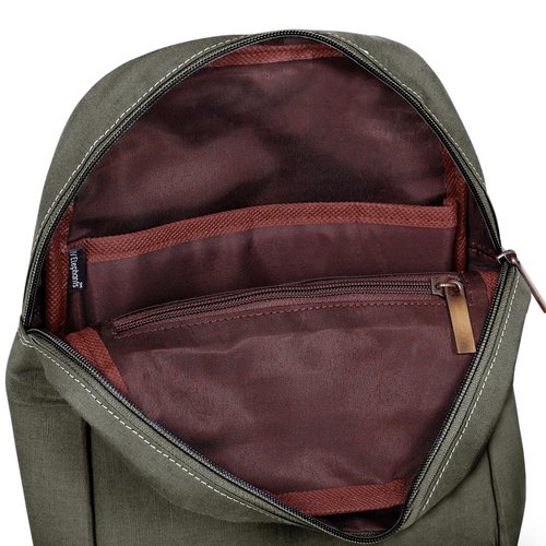 THE LABEL GAIA Adjustable Hemp Crossbody Sling Backpack | Stand Up Design | Shoulder Strap | Olive