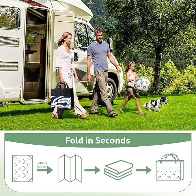 GENIMO Outdoor Rug 6' x 9' Waterproof for Patio Clearance, Reversible Plastic Straw Camping Carpet, Lightweight Rugs Mats for Rv, Backyard, Deck, Porch, Picnic, Beach, Balcony, Blue & White