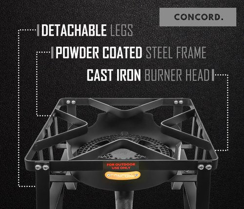 CONCORD Stainless Steel 100 QT Stock Pot w/Steamer Basket + Concord Deluxe Banjo Single Propane Burner, 200,000 BTU Portable Outdoor Stove