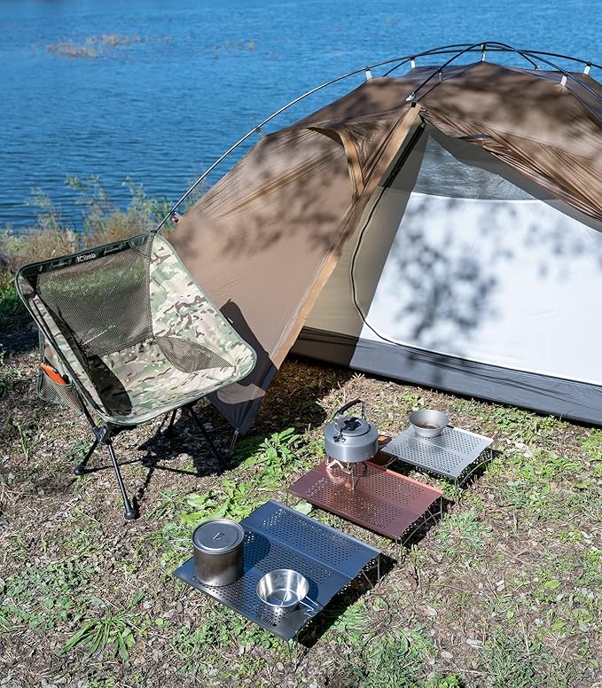 iClimb Mini Solo Folding Table Ultralight Compact for Backpacking Camping Hiking Beach Picnic (Blue - S)