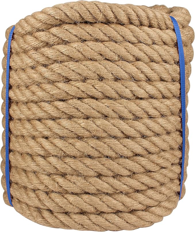 Manila Rope 1in x 200ft, Heavy Duty Twisted Rope Natural Hemp Ropes for Crafts,Gardening,Docks, Bundling,Railing,Home Decoratin,Hammock,Porch Swing Ropes