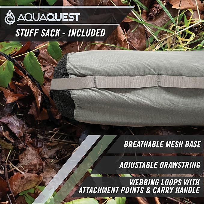 AquaQuest Safari Camping Tarp - Lightweight Durable Rain Fly - Waterproof Camping Essentials for Hiking, Backpacking & Hammock, 20 x 13 ft, Stealth Gray