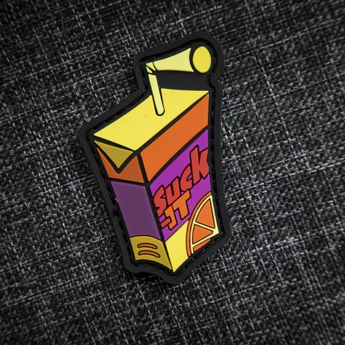 Suck It Juice Box - Parody PVC Morale Patch | Hook & Loop Backing