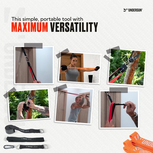 Undersun Fitness Resistance Band Anchoring System | Universal Door Anchor for Exercise Resistance Bands | Heavy Duty Door Anchor Indoor/Outdoor Home Gym| Black
