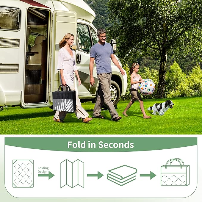 GENIMO Outdoor Rug 9' x 18' Waterproof for Patios Clearance, Reversible, Plastic Straw Camping Rug Carpet, Large Area Rugs Mats for RV, Picnic, Backyard, Deck, Balcony, Porch, Beach, Grey&White