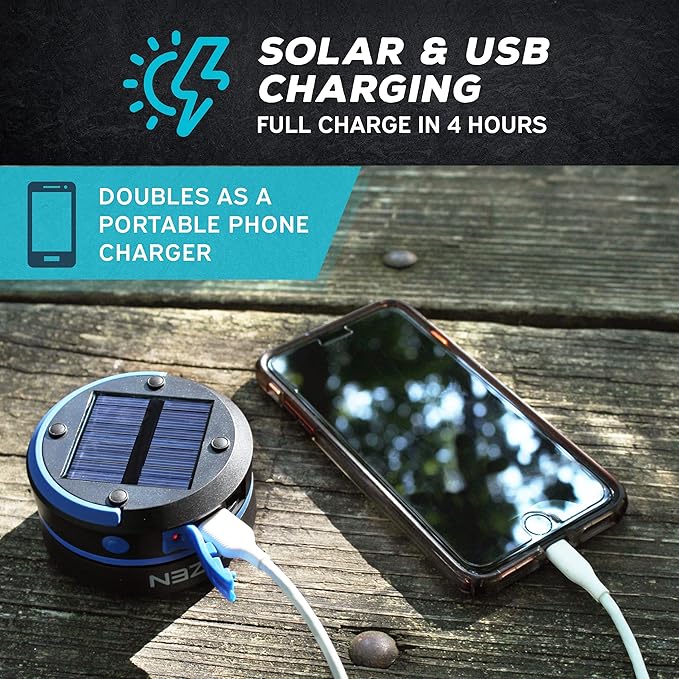 Kizen Solar Camping Lantern Rechargeable - LED Lanterns for Power Outages, & Camping Lights - Collapsible & Rechargeable Lamp with Solar or Plug - Hiking Gear