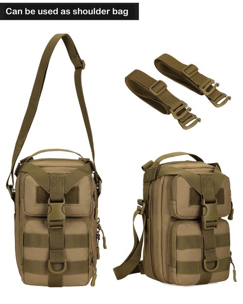 CREATOR 3 In 1 Small Military Tactical Backpack Army Assault Rucksack Crossbody Shoulder Bag for Men (Black Camo)