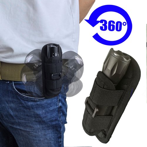 Tactical Flashlight Holster, Flashlight Pouch, Tactical Flashlight Carrying Case for Duty Belt Police Safety Belt with 360 Degree Swivel Clip