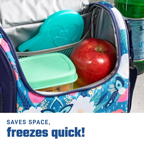Fit & Fresh Cool Coolers Kids Lunch Box Ice Packs, Slim Ice Packs for Lunch Bags, Multicolored Penguin and Butterfly Set, 8PK