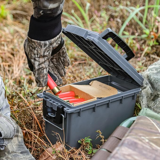Sheffield 12792 2-Pack Ammo Storage Box, Stackable .30 Cal Field Boxes, Water and Dust Resistant, Lockable Storage Box with Handle, Secures Hunting Gear, Supplies, and Bullets, Made in The USA, Gray