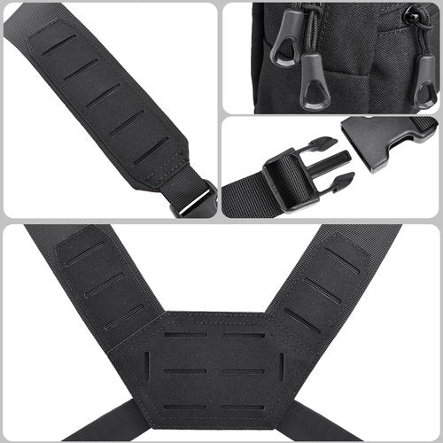 MOZETO Tactical Chest Rig, 1000 Denier Cordura Nylon Fabric Molle Micro Chest Rigs with 5.56/7.62 Magazine Pouch Holder