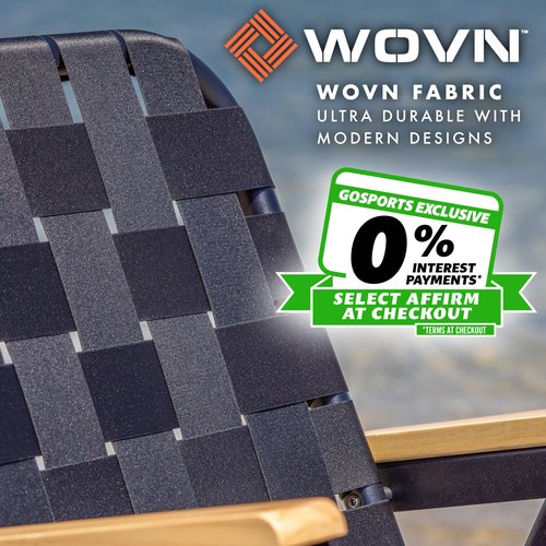 GoSports Outdoors WOVN Beach Backpack Chair - Premium Folding Camping Chair - 9 Styles Available - Black