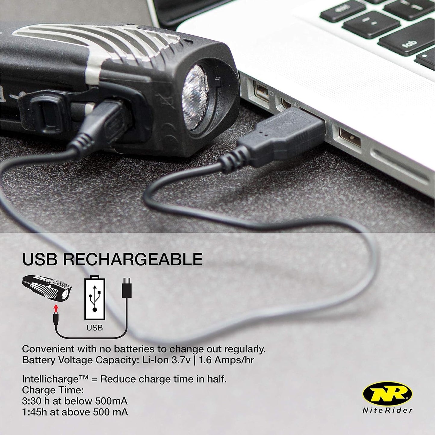NiteRider Lumina Micro 850 Front Bike Light LED USB Rechargeable Water Resistant Mountain Road Commuting City Urban Cycling Safety Flashlight, Black, 6783