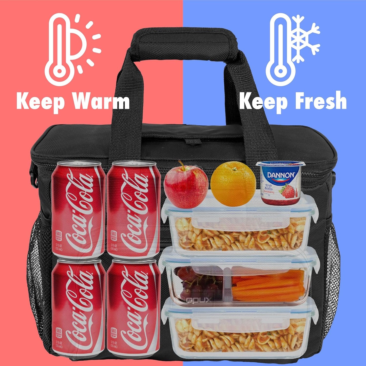 OPUX Soft Cooler Bag, Insulated Collapsible Lunch Cooler Bag for Men Work Camping Beach Travel, Portable Soft Sided Leakproof Waterproof Large Lunch Bag Box with Shoulder Strap 18 Cans, Heather Navy