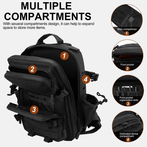 LHI Tactical Military Backpack for Men 25L/45L Large Molle Army Assault Pack 4 Day Hiking Rucksack With Bottle Holder