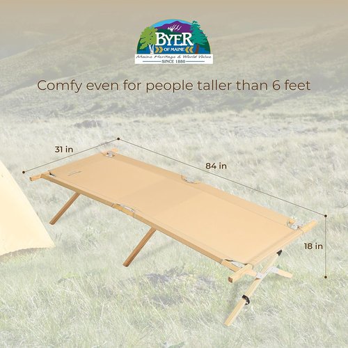 Folding Camping Cot - BYER OF MAINE Maine Heritage, 375 lbs Capacity, Portable & Durable