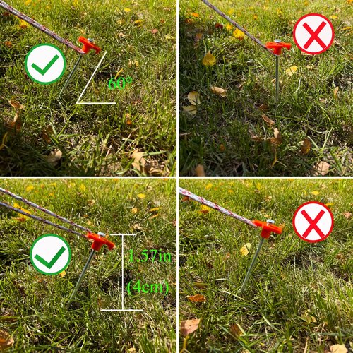 Neehows 20 Pcs Tent Stakes Heavy Duty Ground Stake for Camping, 10 Inch Galvanized Non-Rust Metal Tent Pegs Tent Spikes Yard Stakes for Outdoor Canopy Garden Hiking -Orange