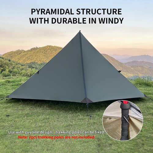 TENPLAY Ultralight Backpacking Tent - 2 Person, Lightweight 20D Nylon, Waterproof 5000mm, Compact, Easy Setup, Portable, 3 Season for Hiking, Mountaineering, Climbing (Green)