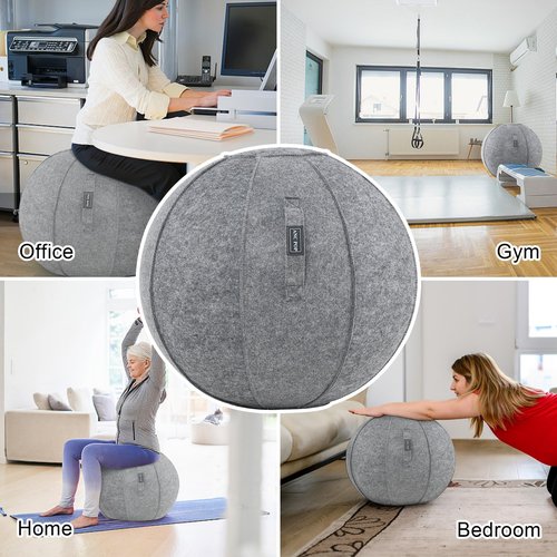 ANC POP Yoga Ball Exercise Ball, Anti Slip Stability Ball Chair, 25” Heavy Duty Large Gym Ball for Fitness, Balance and Core Workout with Cover, Easy Clean