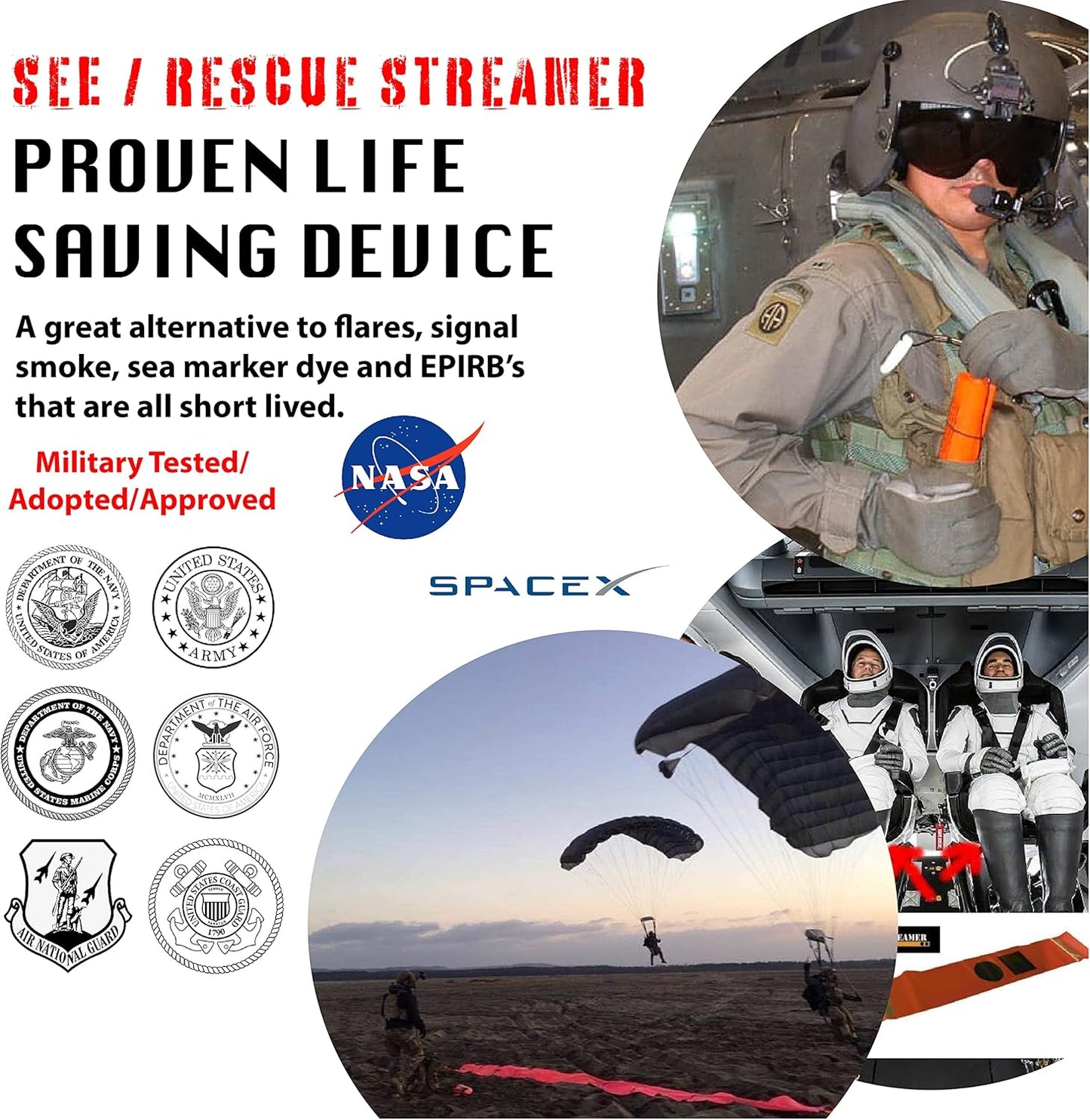 Portable Streamer Survival Tool - Emergency Rescue Device for Land, Sea & Snow