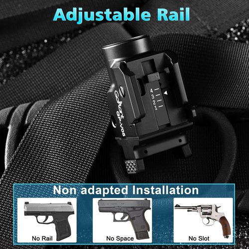 1500 Lumens Aircraft-Grade Aluminum Compact Pistol Flashlight, Picatinny Flashlights Laser Weapon Light, Subcompact Tactical Pistol Lights,Green Laser Light Combo for Handgun, Rechargeable Gun Light